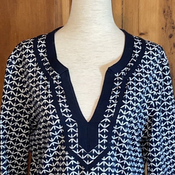 J. Crew Blue & White Cotton V Neck Tunic Sz. Small - Picture 3 of 9